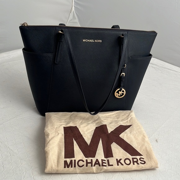 Michael Kors navy blue Jet Set large tote 30F4GTTT9L-414 - Picture 1 of 13